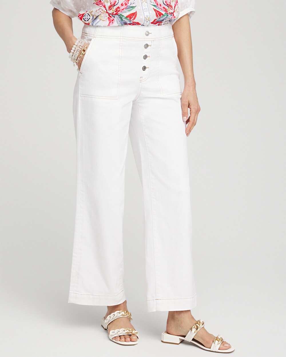 No Stain Pull-On Wide Leg Cropped Jeans