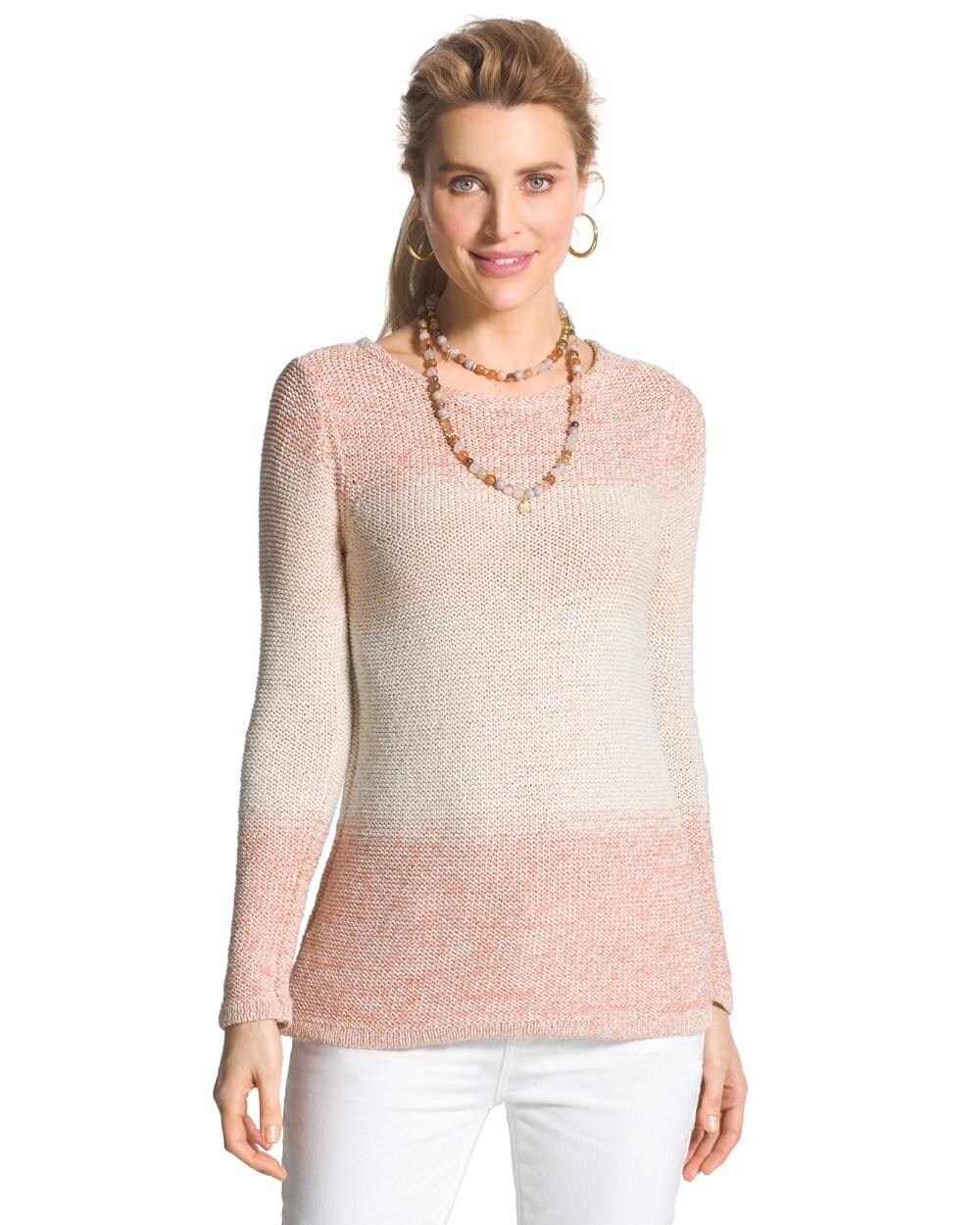 Space-Dye Jewel Pullover in Gingered Peach