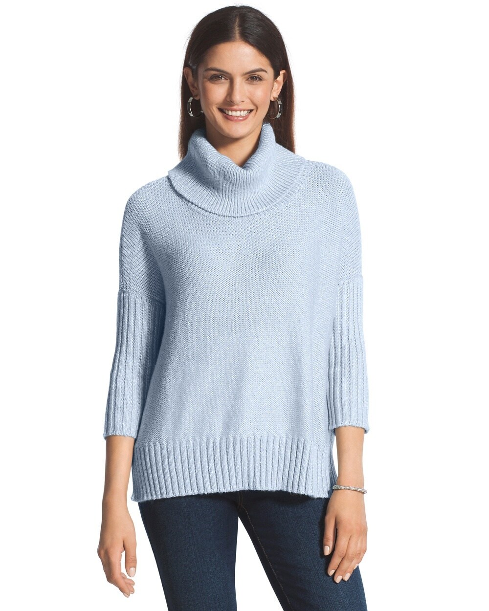 Celine Cowl Neck Sweater in Blue Diamond