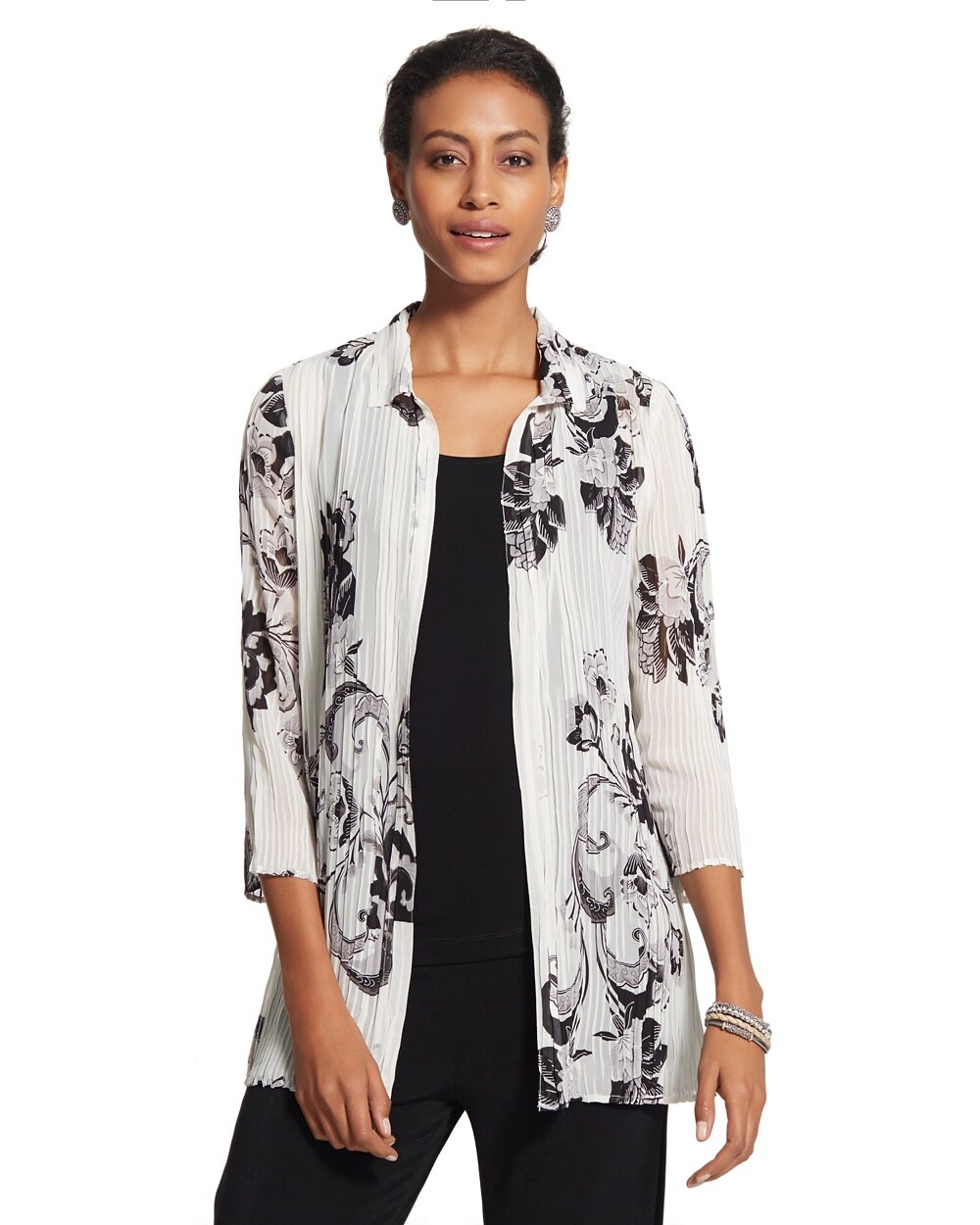 Travelers Collection Floral Sheer Jacket