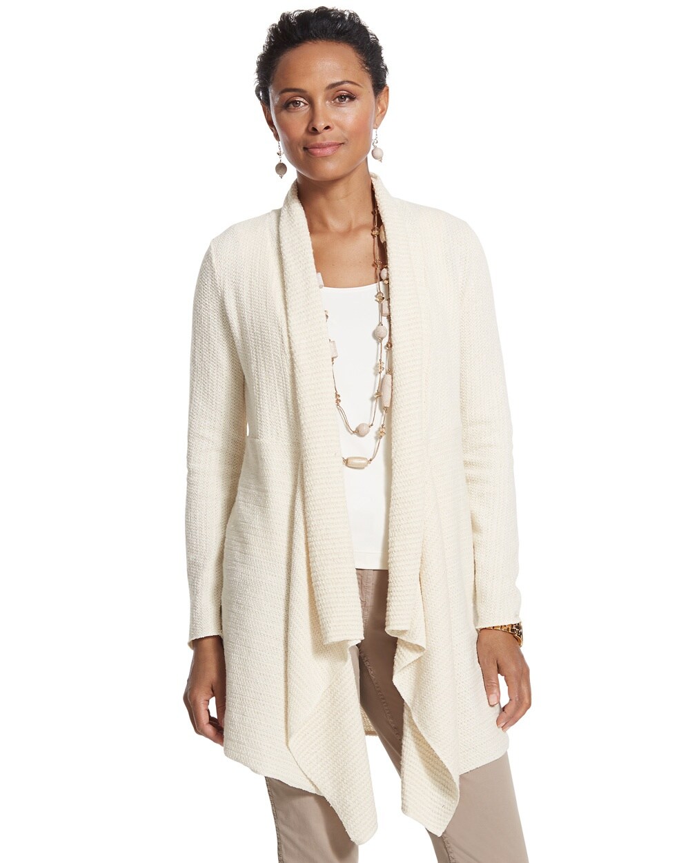 Colleen Draped Shimmer Cardigan Sweater