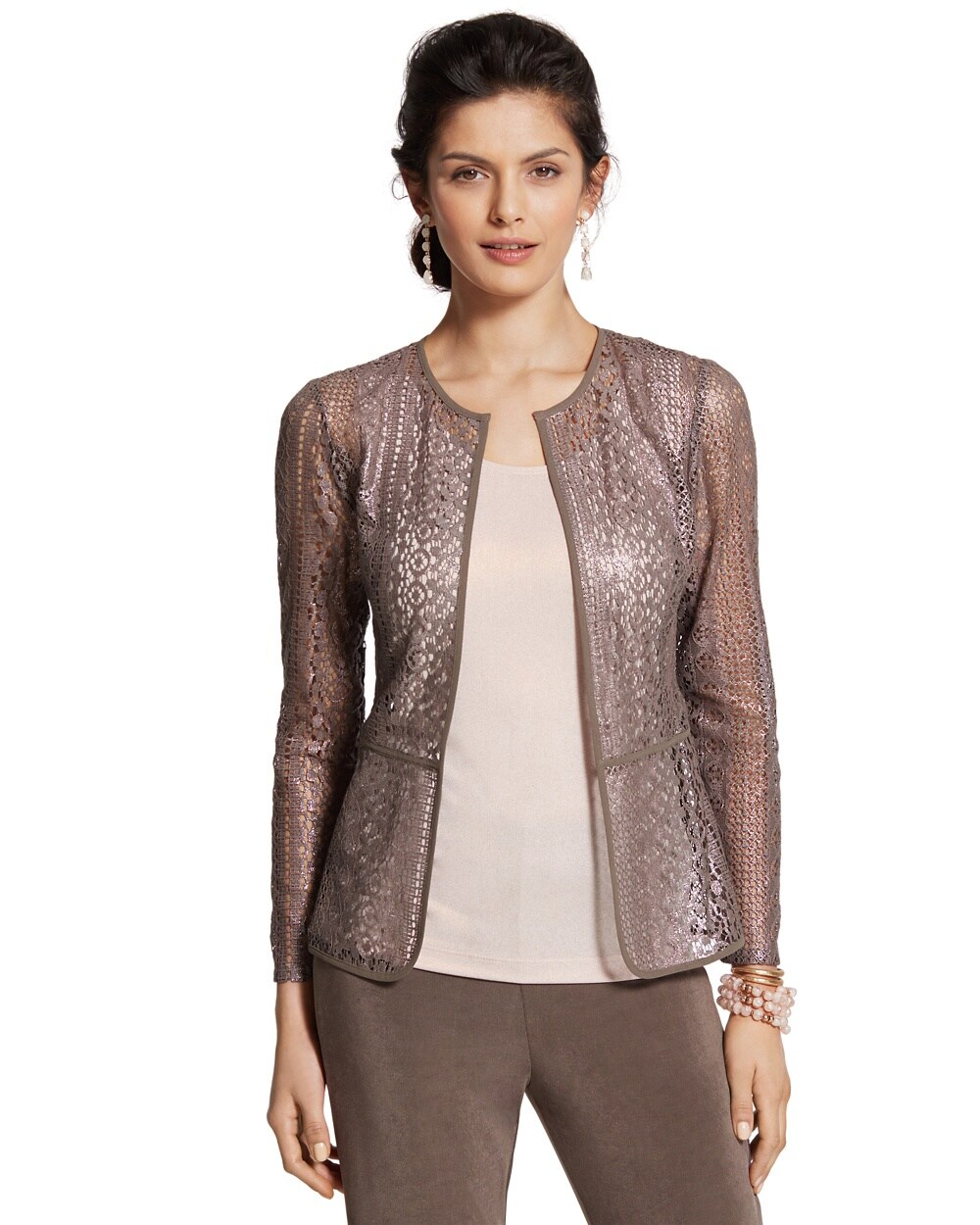 Travelers Collection Foil Lace Jacket