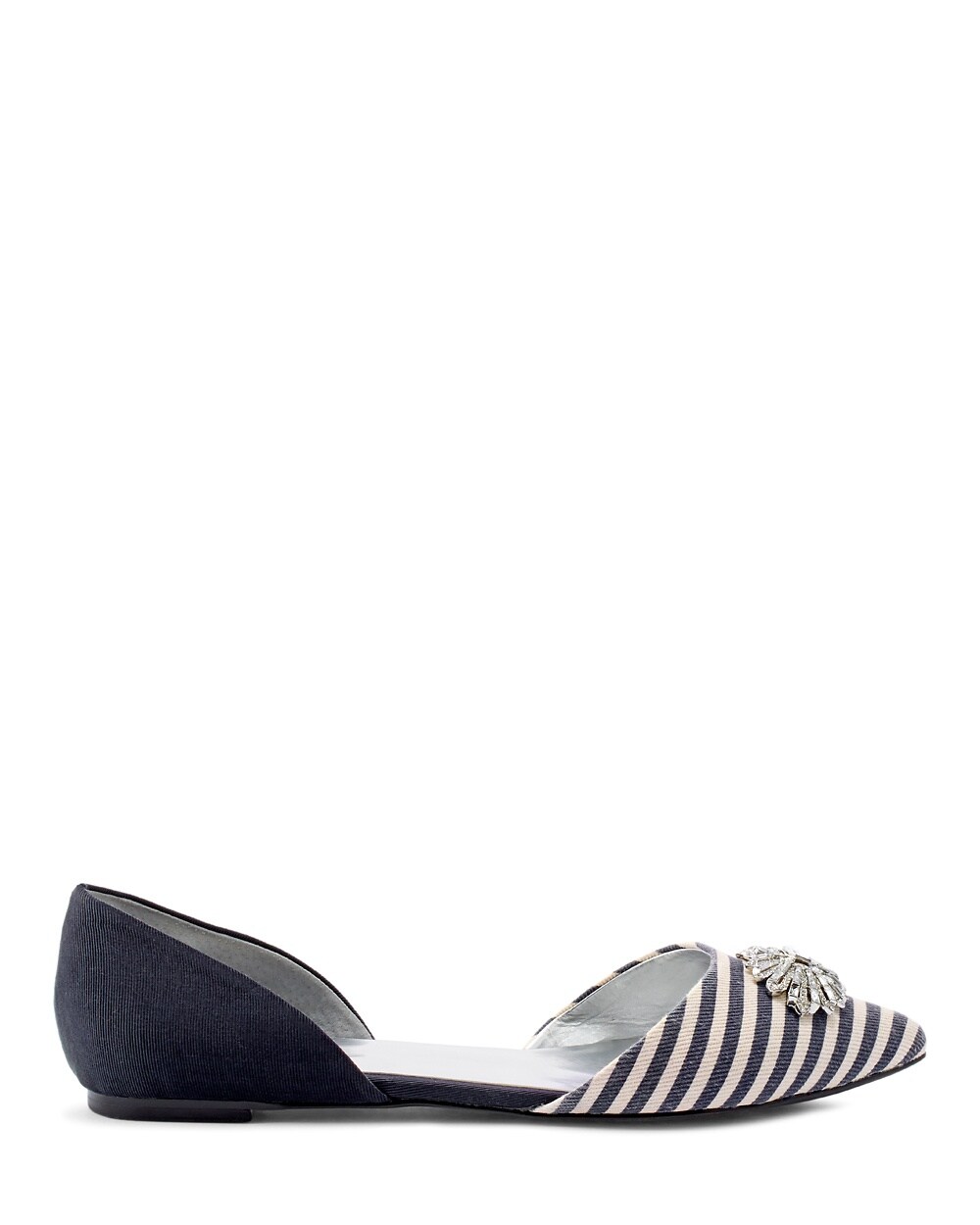 D'Orsay Embellished Flats in Nautical Stripe