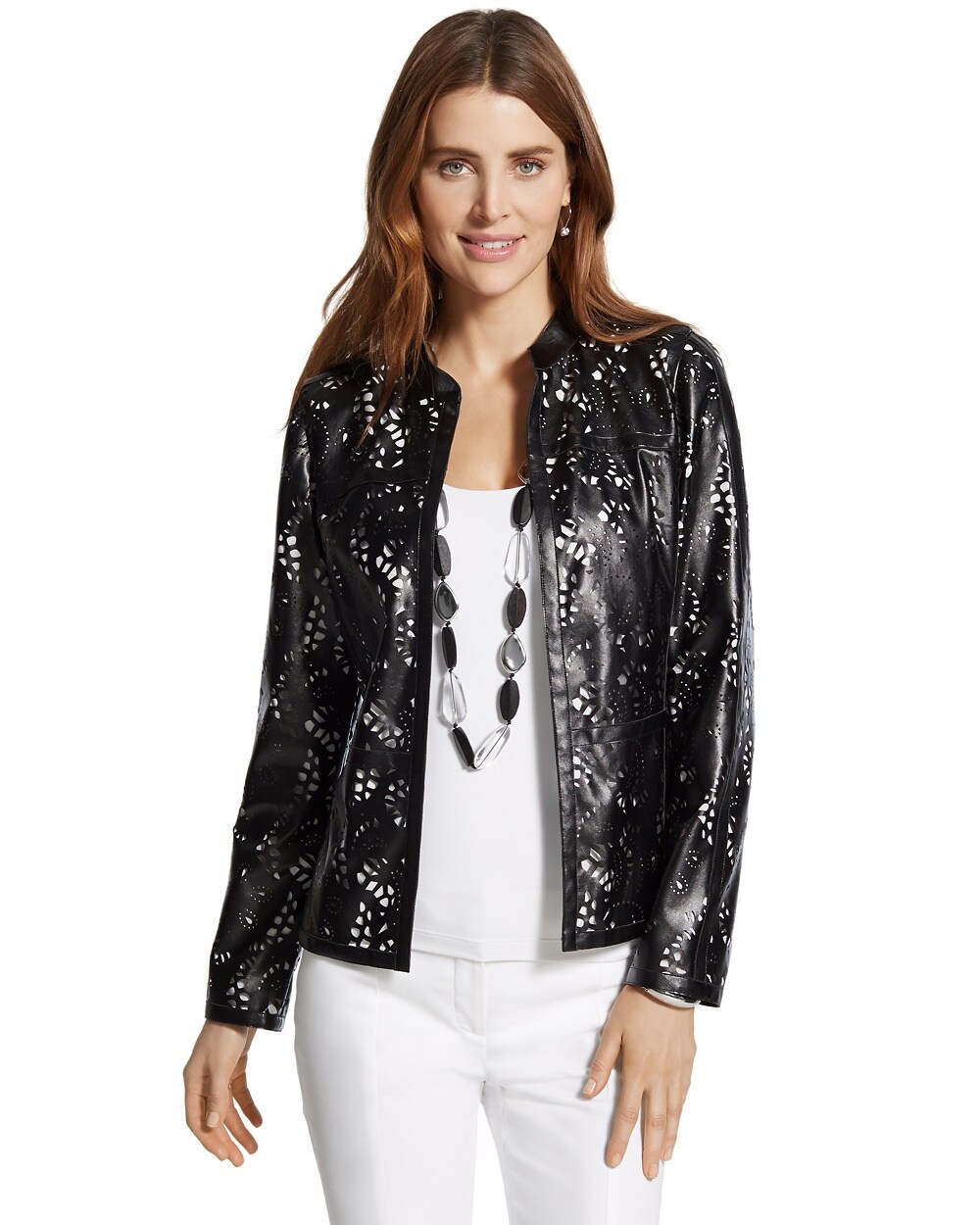 Perforated Faux-Leather Jacket