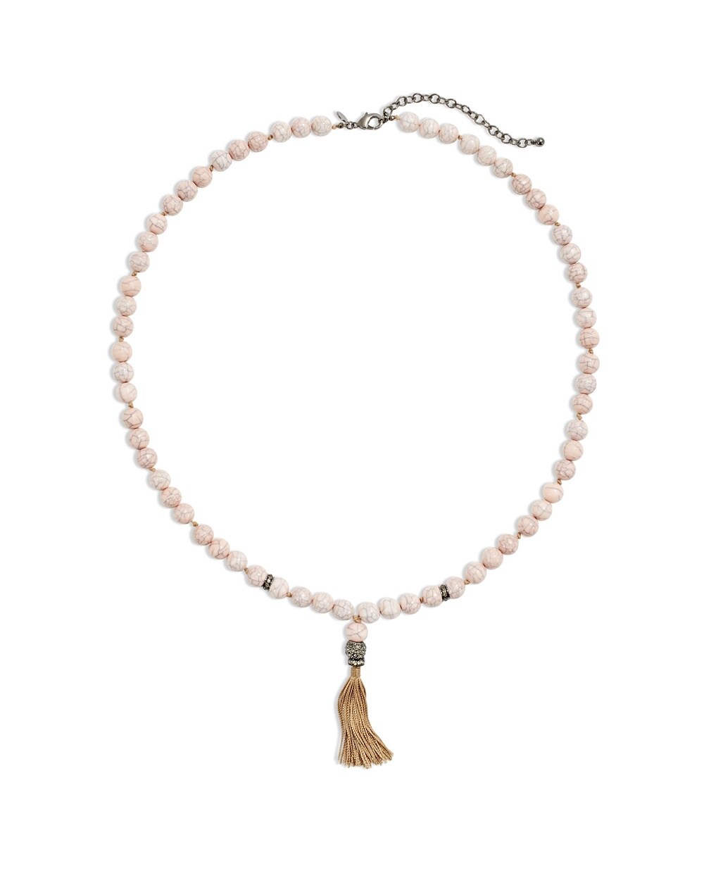 Valenti Crackle Bead Tassel Necklace