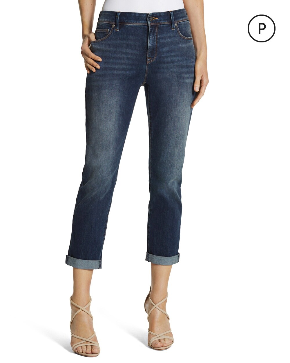So Slimming Petite Deep Cypress Lake Girlfriend Crop Jeans