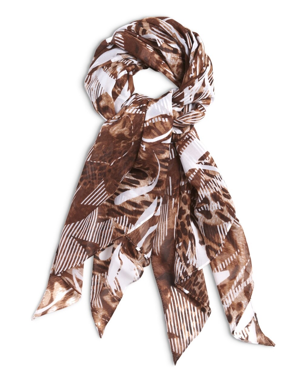 Tropical-and-Leopard Print Scarf