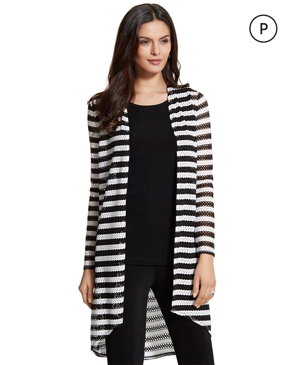 Travelers Collection Petite Striped Duster Jacket