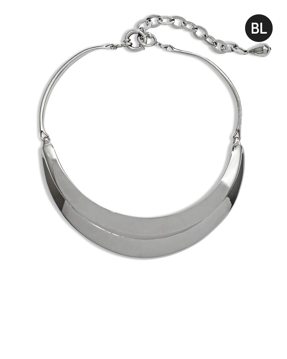 Black Label Clean Silver Collar Necklace