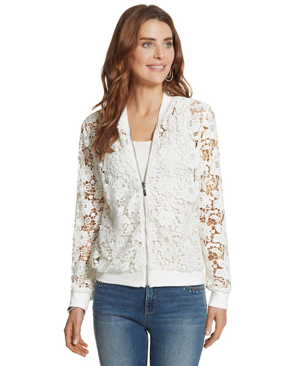 Allover Lace Bomber Jacket