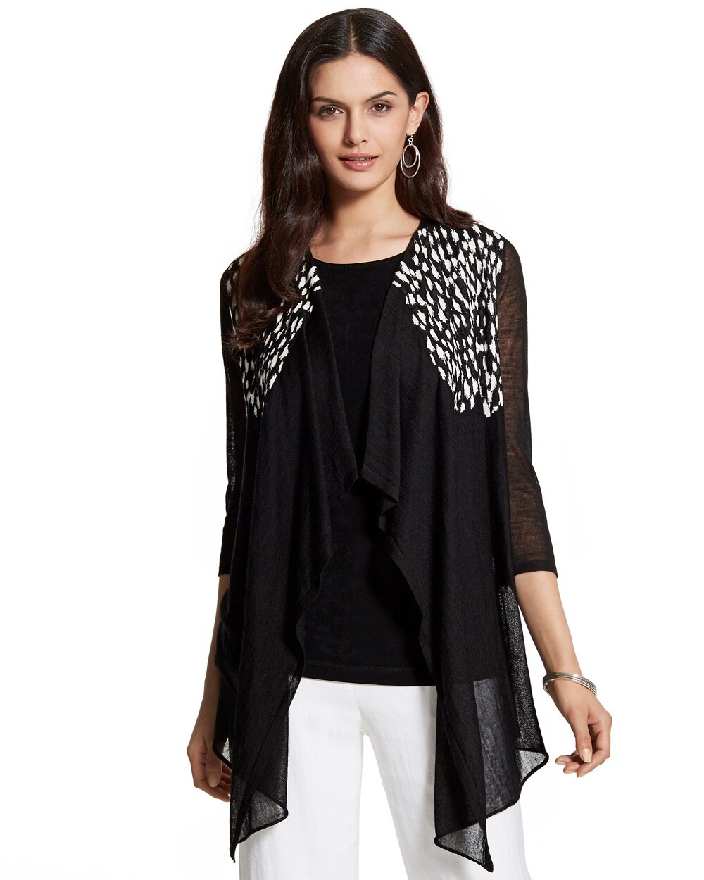 Travelers Collection Abstract Dot Cardigan
