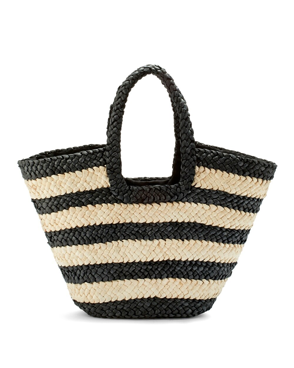 Black-and-White Striped Beach Bag