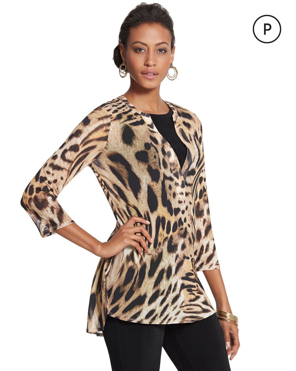 Travelers Collection Petite Leopard-Print Top