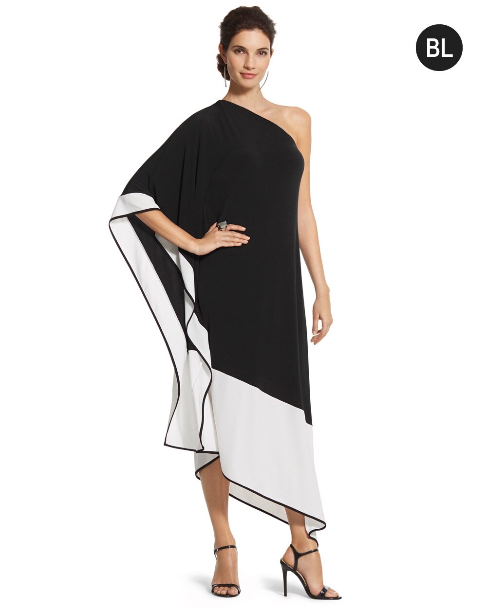 Black Label Colorblocked One-Shoulder Dress