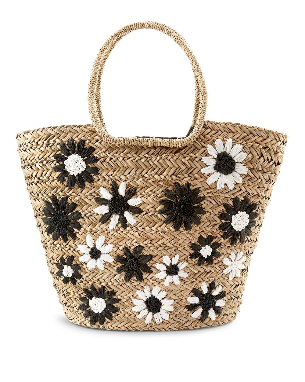 Floral Straw Beach Bag
