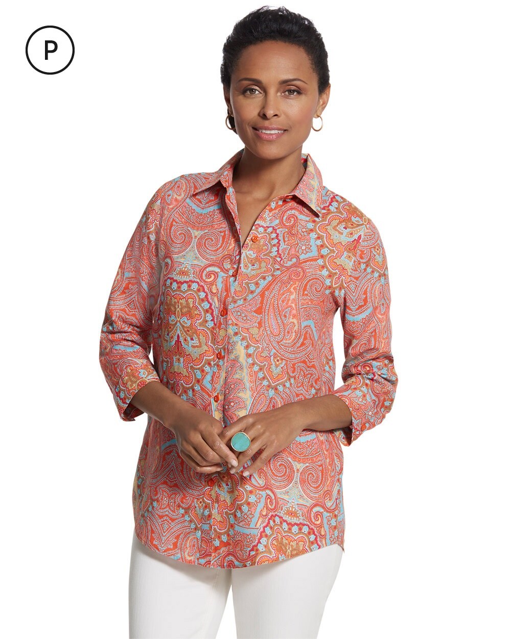 Petite Effortless Linen Sina Button-Down Shirt