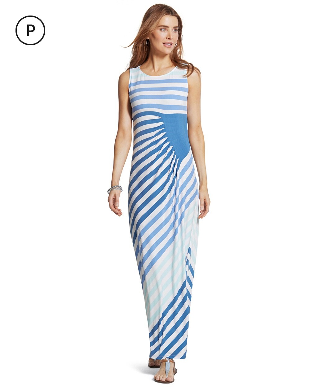 Petite Seaside Striped Maxi Dress