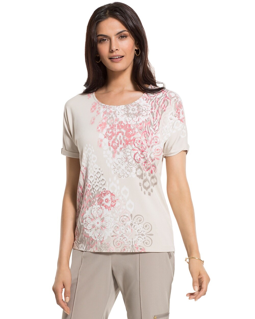 Zenergy Violet Floral-Print Relaxed Tee