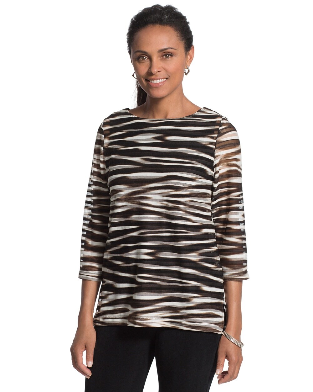 Travelers Collection Zebra-Striped Top