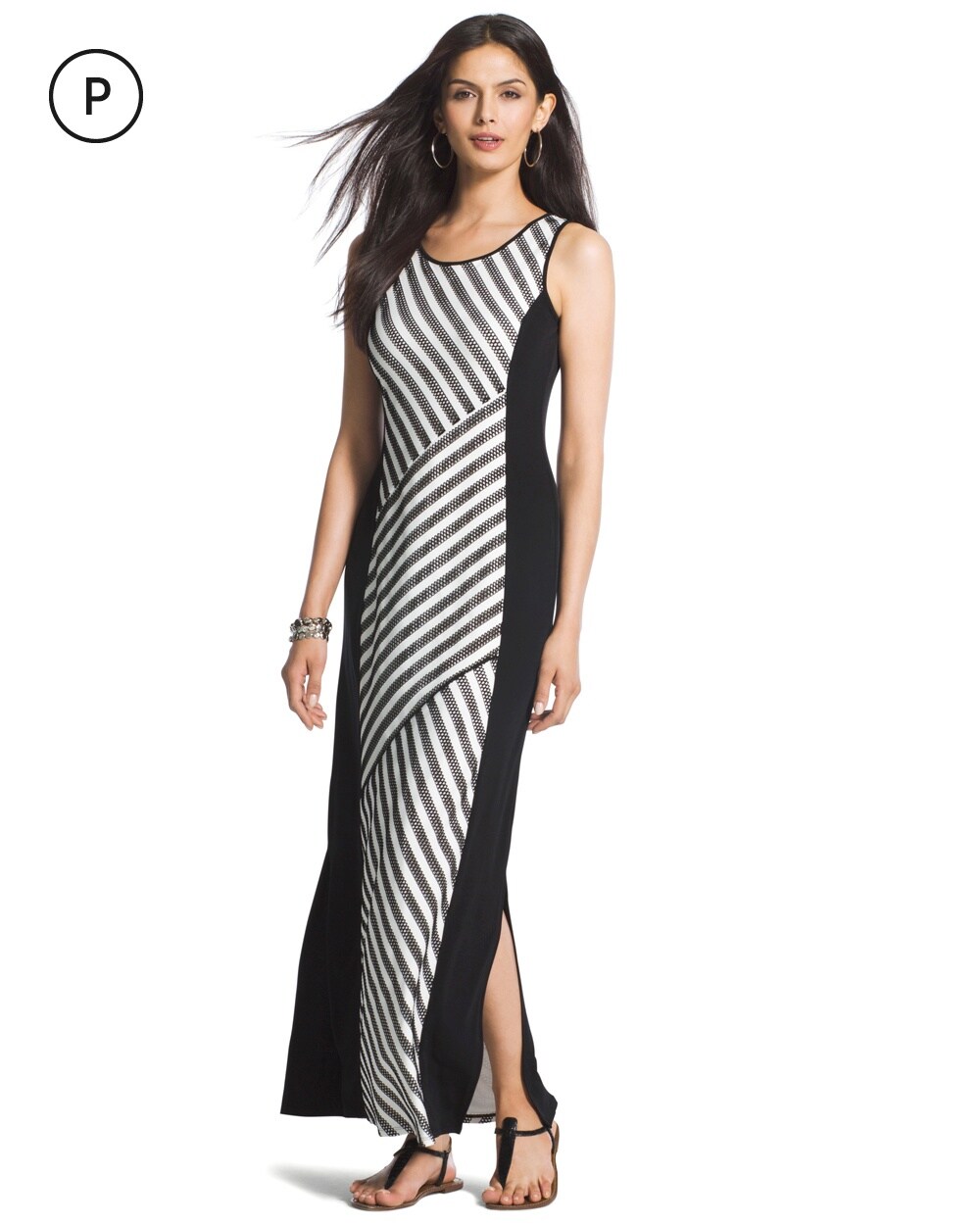Petite Knit Kit Textured Stripe Maxi Dress