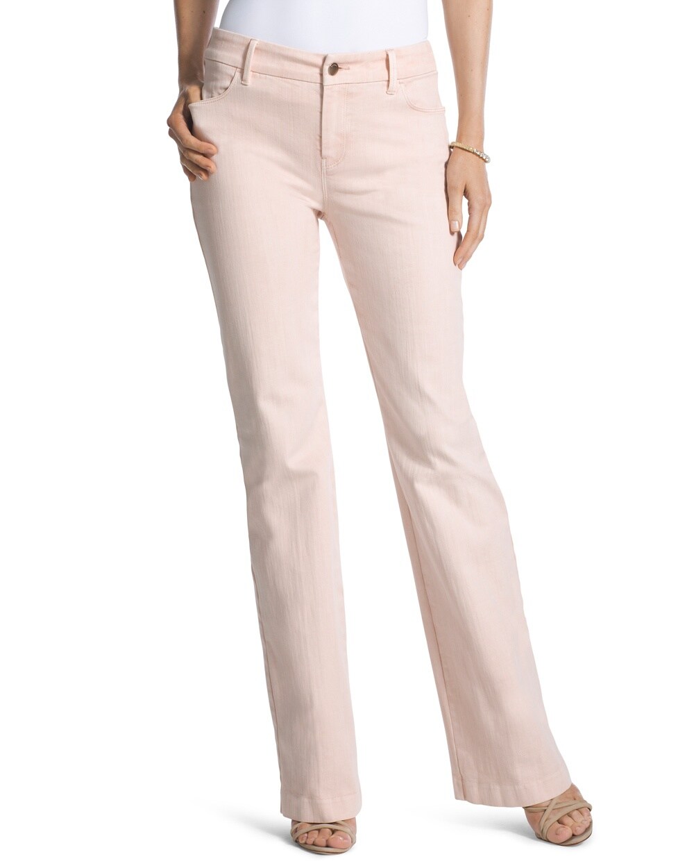 Platinum Flare Jeans in Blush Pink