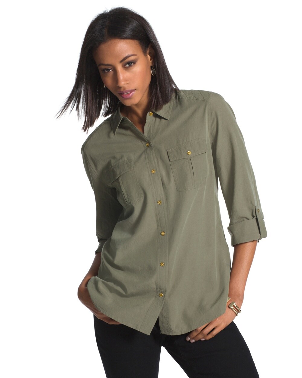 Angela Quilted Button-Down Shirt