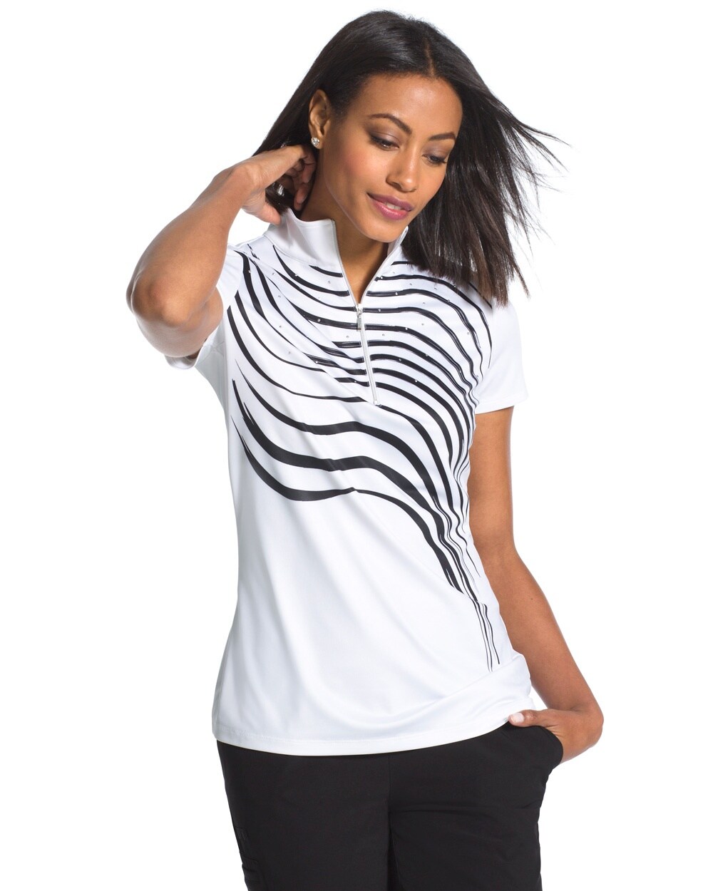 Zenergy Golf Abstract Striped Top