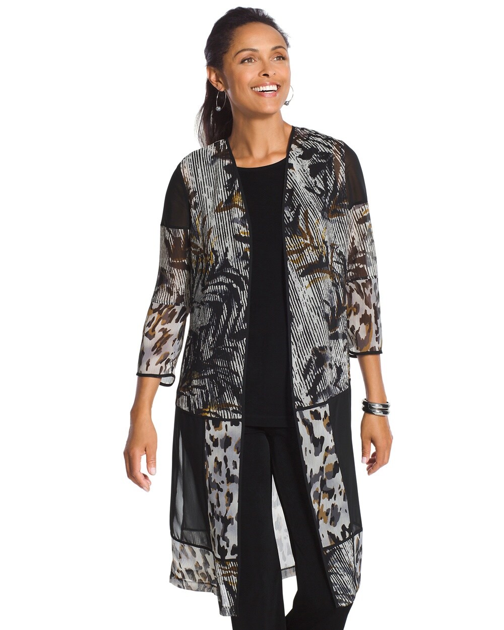 Travelers Collection Patchwork Sheer Duster Jacket
