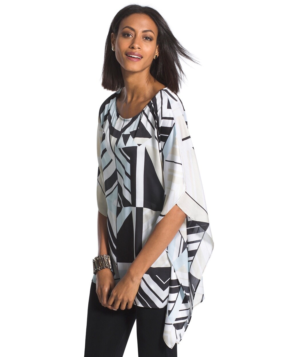 Travelers Collection Geometric Poncho