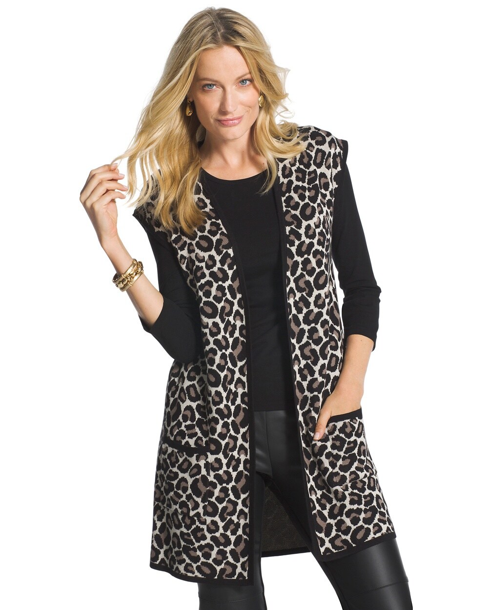 Maggie Jacquard Cheetah-Print Vest