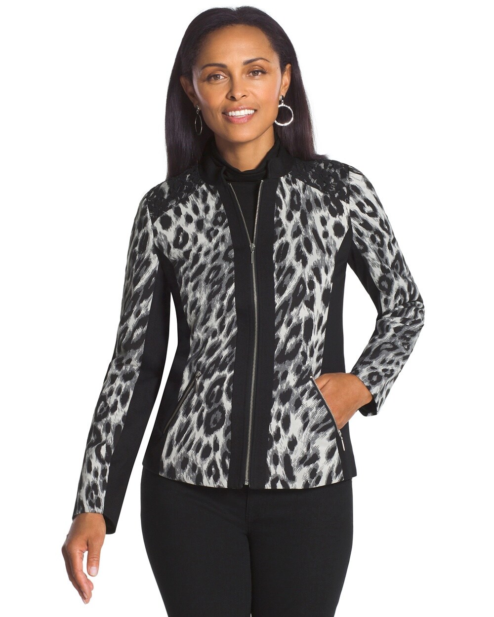 Jacquard Leopard and Lace Jacket