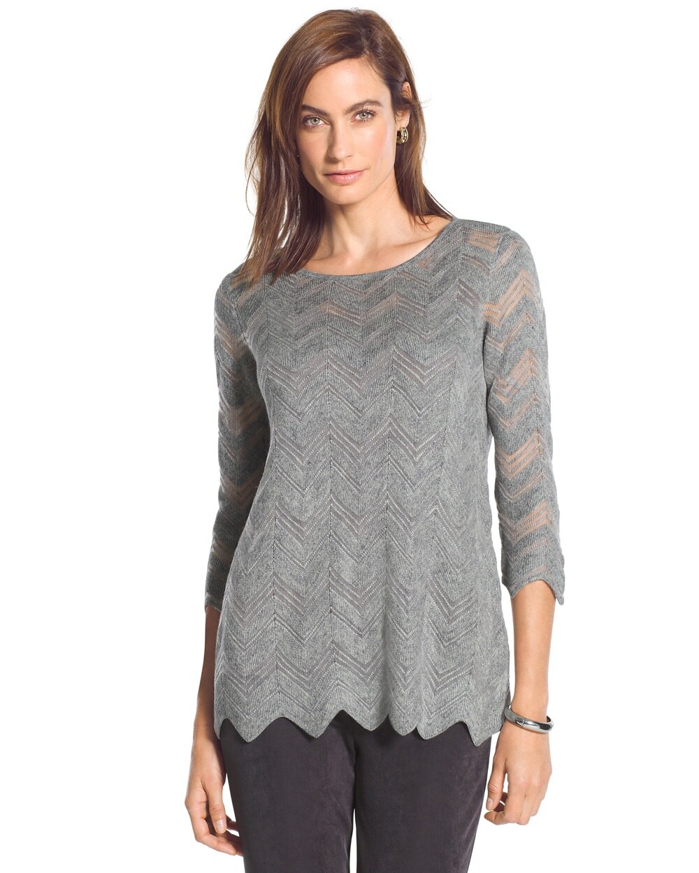 Travelers Collection Chevron Gray Sweater