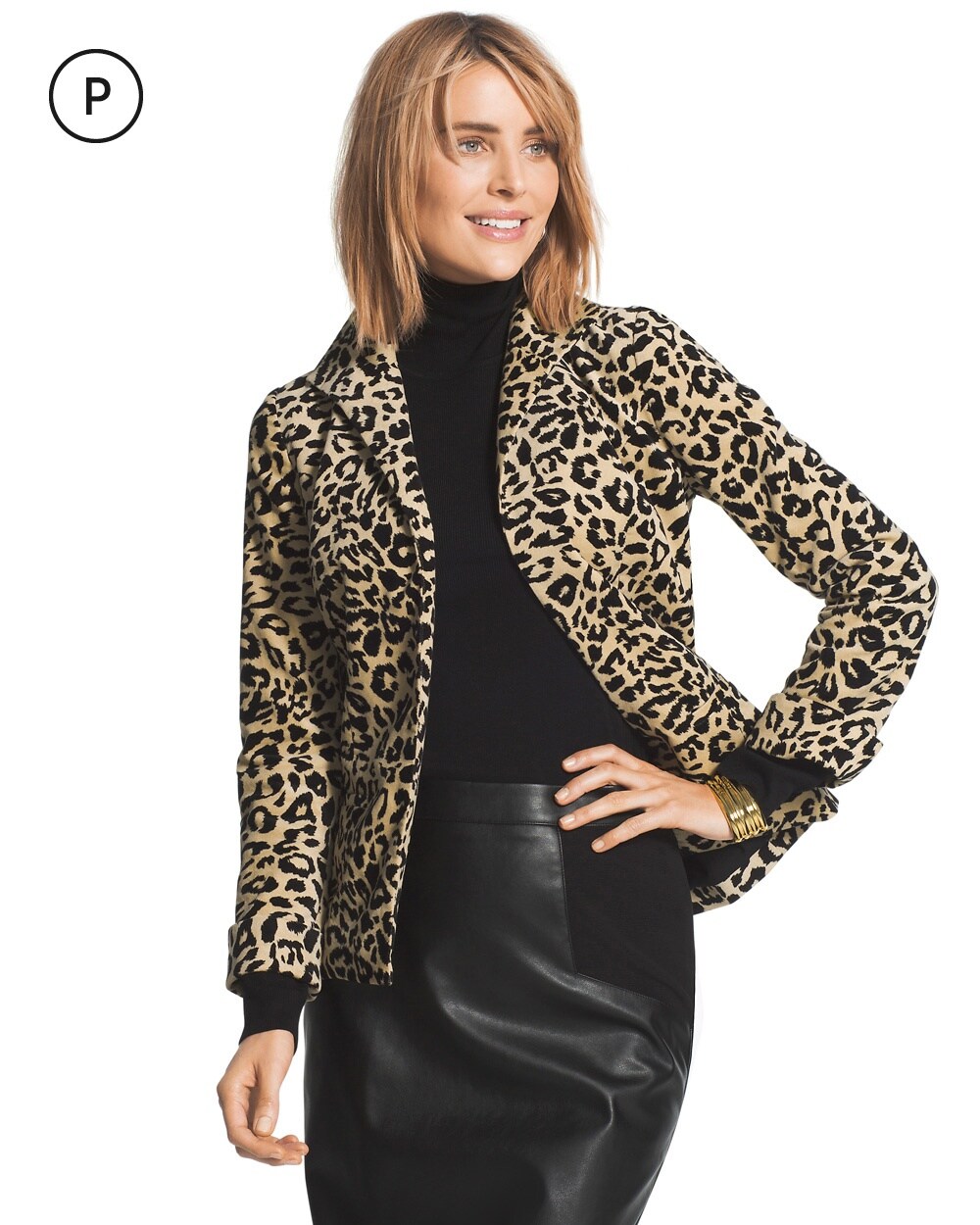 Petite Leopard Velveteen Jacket