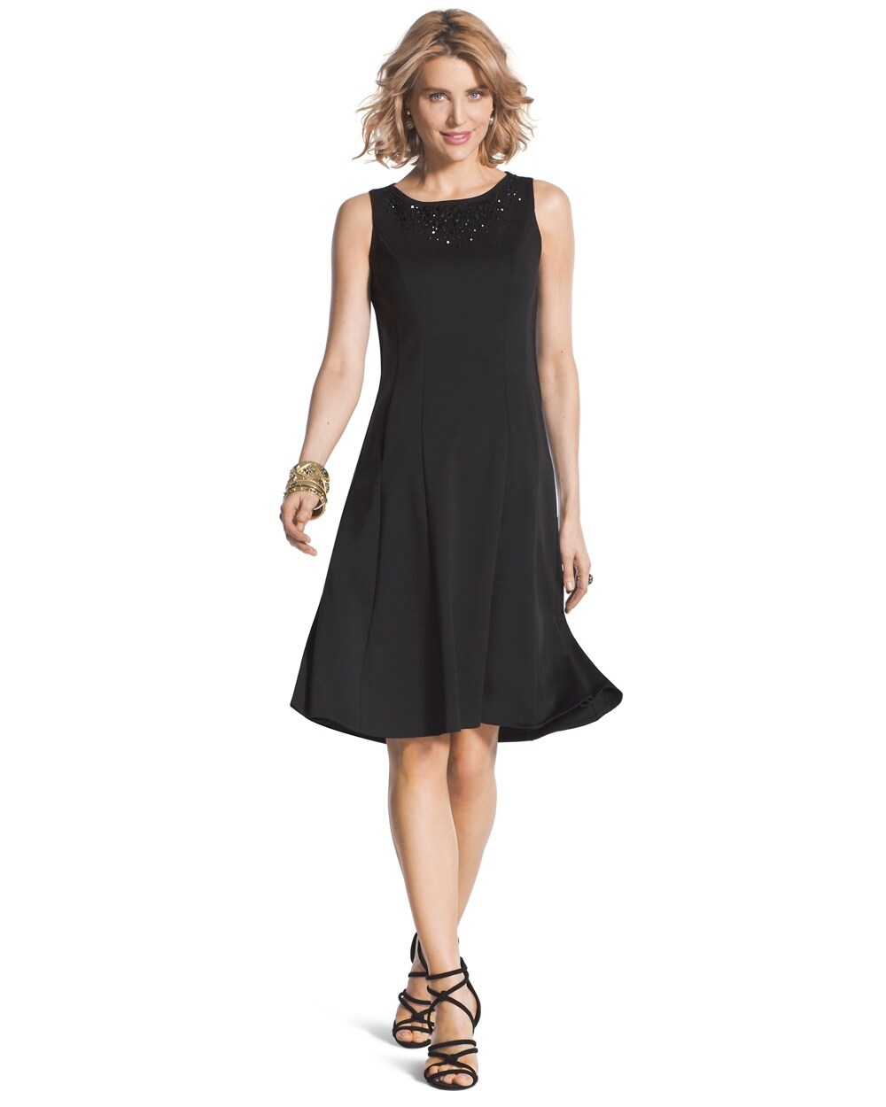 Embellished Sleeveless Black Dress