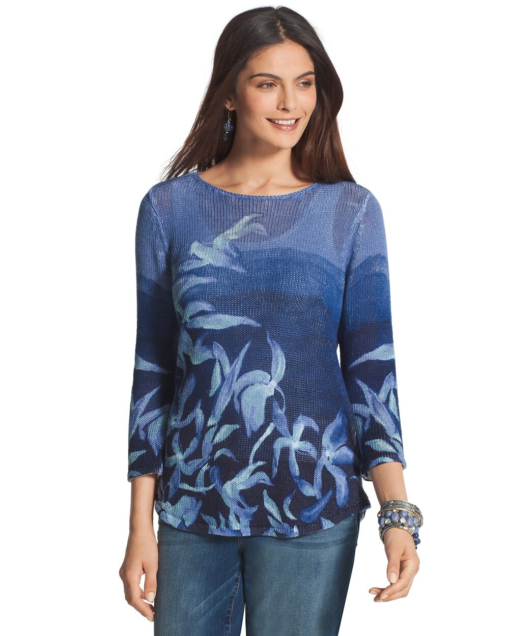 Blue Floral Fauna Sweater