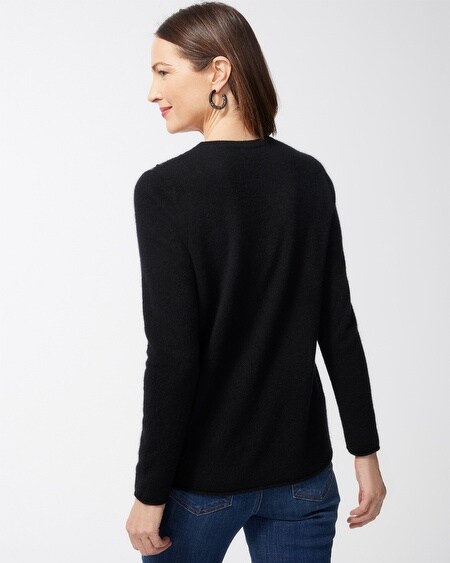 Shop Chico's Cashmere Sequin Crew Neck Sweater In Black Size 12/14 |