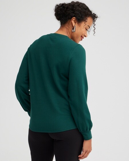 Shop Chico's Rhinestone Neck Sweatshirt Top In Green Size 4/6 |  Zenergy