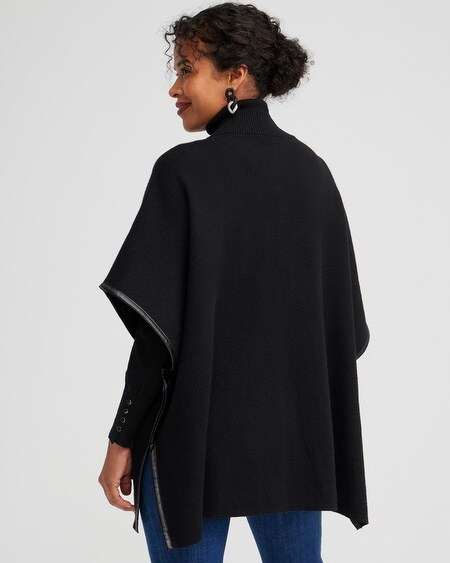 Shop Chico's Embellished Zipper Sweater Ruana In Black Size Xxs/xs |