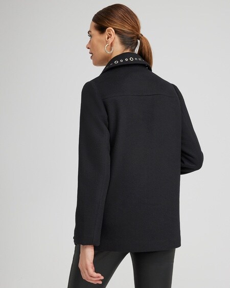Shop Chico's Wool Blend Coat In Black Size Medium |