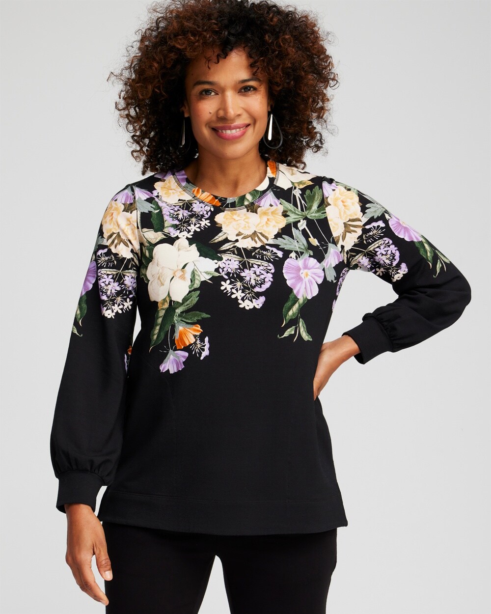 Zenergy&#174; French Terry Floral Pullover