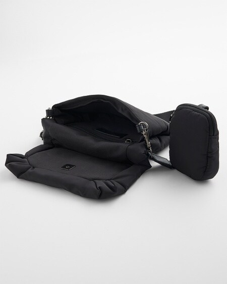 Shop Chico's Mini Puffer Crossbody Bag In Black |