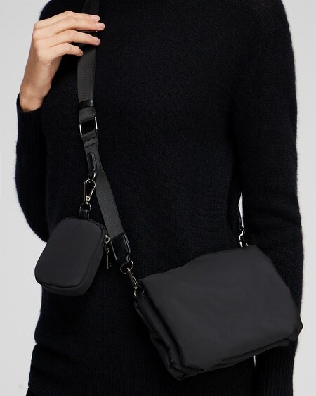 Shop Chico's Mini Puffer Crossbody Bag In Black |