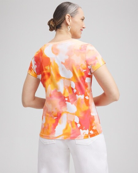 Shop Chico's Watercolor V-neck Perfect Tee In Orange Size 4/6 |  In Nectarine