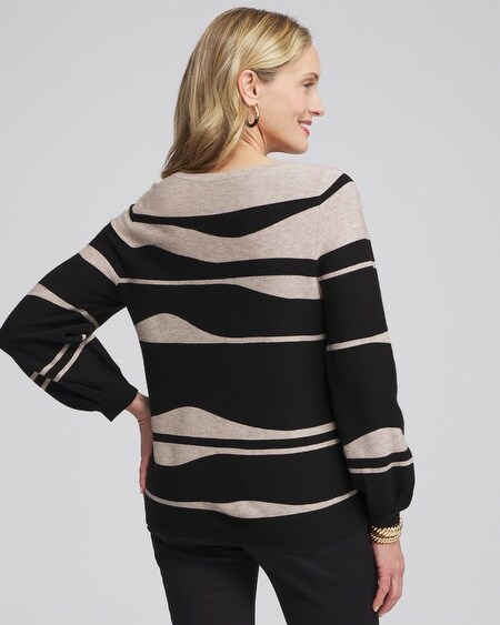 Shop Chico's Lantern Sleeve Pullover Sweater In Black Size 16/18 |