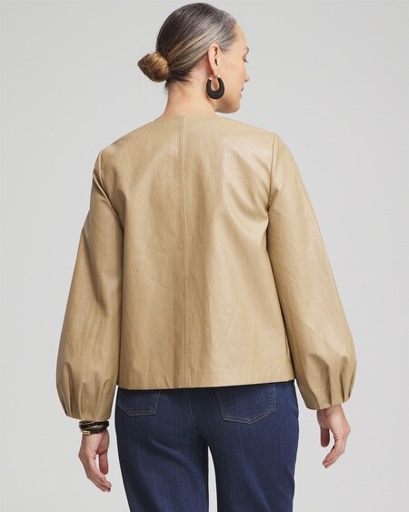 Shop Chico's Balloon Sleeve Faux Leather Jacket In Tan Size Medium |  In Brioche