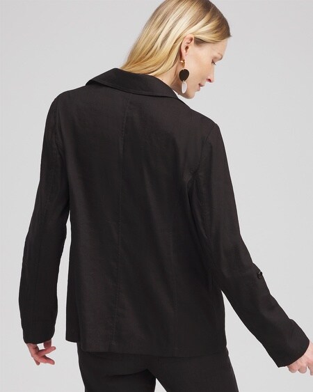 Shop Chico's Linen Blend Stretch Blazer In Black Size Small |