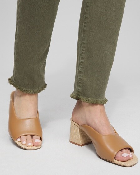 Shop Chico's Girlfriend Fray Hem Ankle Jeans In Olive Green Size 8p/10p |