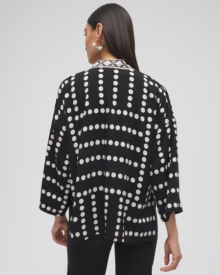Shop Chico's Silk Blend Mixed Print Kimono Top In Black Size Xxs/xs |