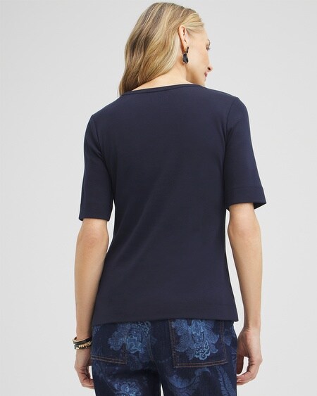 Shop Chico's Everyday Elbow Sleeve Tee In Intense Azure Size 12/14 |