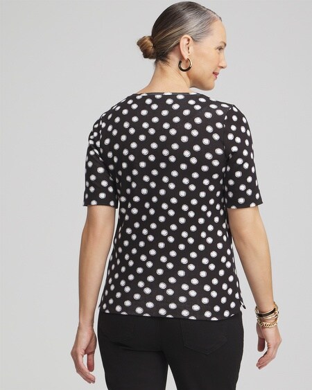 Shop Chico's Polka Dot Everyday Elbow Sleeve Tee In Black Size 16/18 |